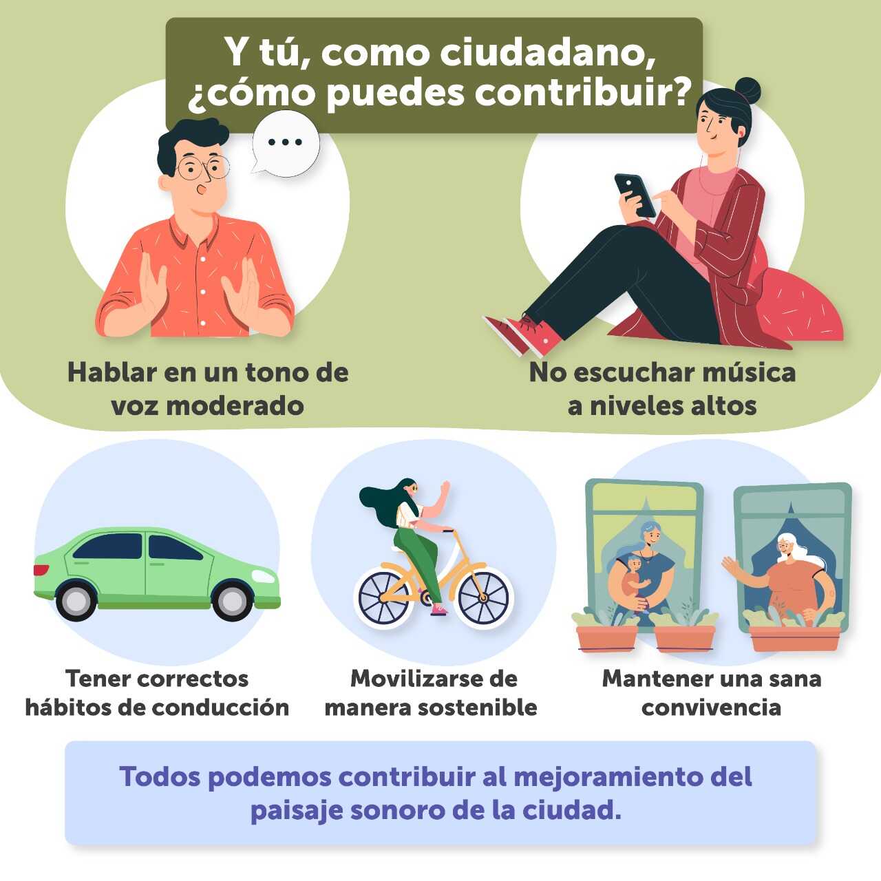 Gráfica sobre consejos para no afectar el ruido ambiental